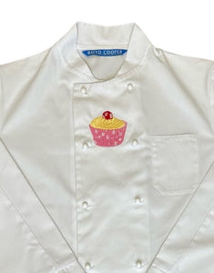 Embroidered Cupcake Design Bakers Jacket Extra Small 34”