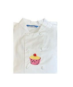 Embroidered Cupcake Design Bakers Jacket Large 44”