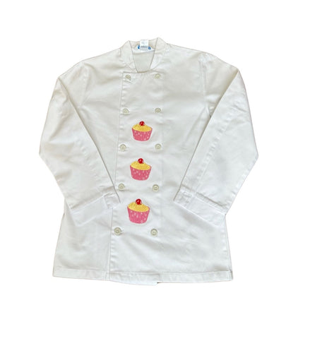 Embroidered Cupcake Design Chef Baker Jacket Extra Small 34.5”