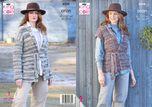 Load image into Gallery viewer, King Cole Ladies Knitting Pattern Aran Jacket & Gilet Top 6308