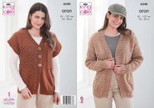 Load image into Gallery viewer, King Cole Aran Knitting Pattern Ladies Cardigan & Waistcoat 6340