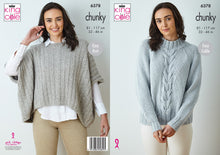 Load image into Gallery viewer, King Cole 6378 Knitting Pattern Chunky Ladies Cape Top & Cable Sweater