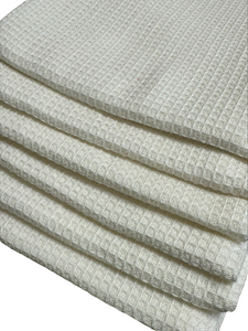 Waffle Cotton White Tea Towel (Various Pack Sizes)