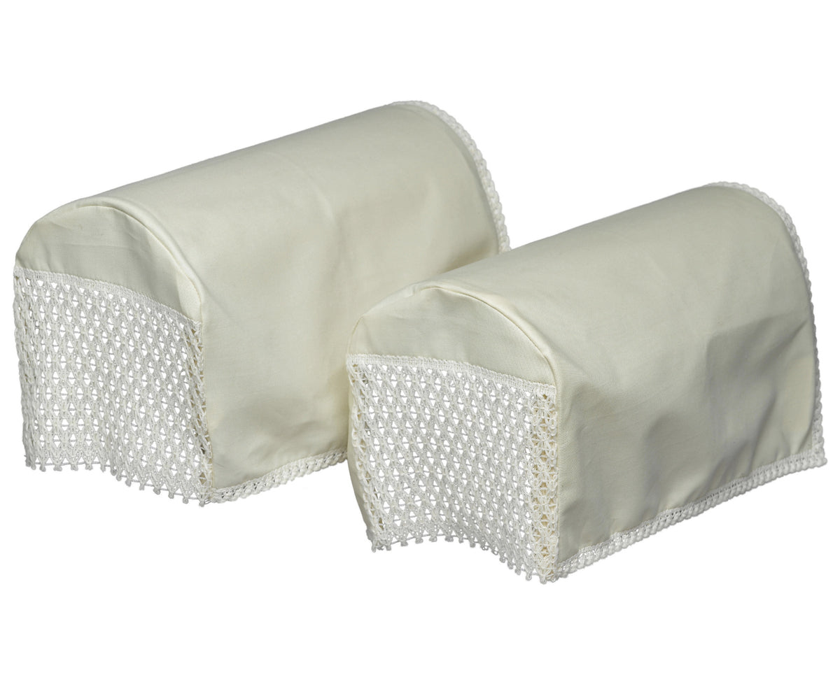 Cotton Round Arm Caps & Chair Backs Set with Lace Trim Classic Home Store