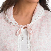 Load image into Gallery viewer, Slenderella Ladies Ribbon Tie Bed Jacket with Scalloped Tulle Trim (Cream or Pink)