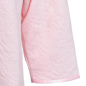 Slenderella Ladies Button Up Floral Mock Quilt Bed Jacket (Blue or Pink)