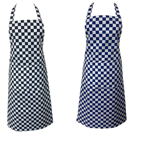 Full Length Checked Apron with Curved Multi Pocket (2 Colours)