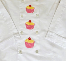 Load image into Gallery viewer, Embroidered Cupcake Design Chef Baker Jacket Extra Small 34.5”