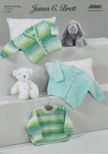 James Brett Double Knitting Pattern - Baby Sweater & Cardigans (JB885)