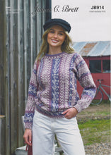 Load image into Gallery viewer, James Brett Aran Knitting Pattern Womens Fairisle Design Sweater (JB914)