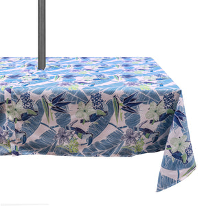 Parrot Tablecloth with Zip & Parasol Hole (Pink or Turquoise)