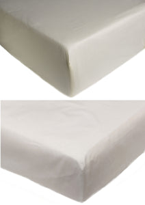 Percale Extra Long 10" Deep Fitted Sheet - Cream or White (Various Sizes)