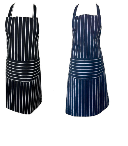 Full Length Butchers Apron Striped with Curved Multi Pocket (2 Colours)