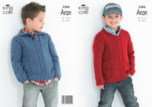Load image into Gallery viewer, King Cole Aran Knitting Pattern - Boys Sweaters (3388)