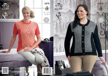 Load image into Gallery viewer, King Cole Double Knitting Pattern - 3878 Ladies Ribbed Jacket &amp; Sweater