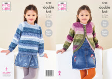 Load image into Gallery viewer, King Cole Double Knit Knitting Pattern - Girls Cardigan & Sweater (5740)