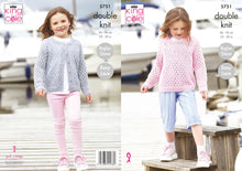 Load image into Gallery viewer, King Cole Double Knit Knitting Pattern - Girls Sweater &amp; Cardigan (5751)