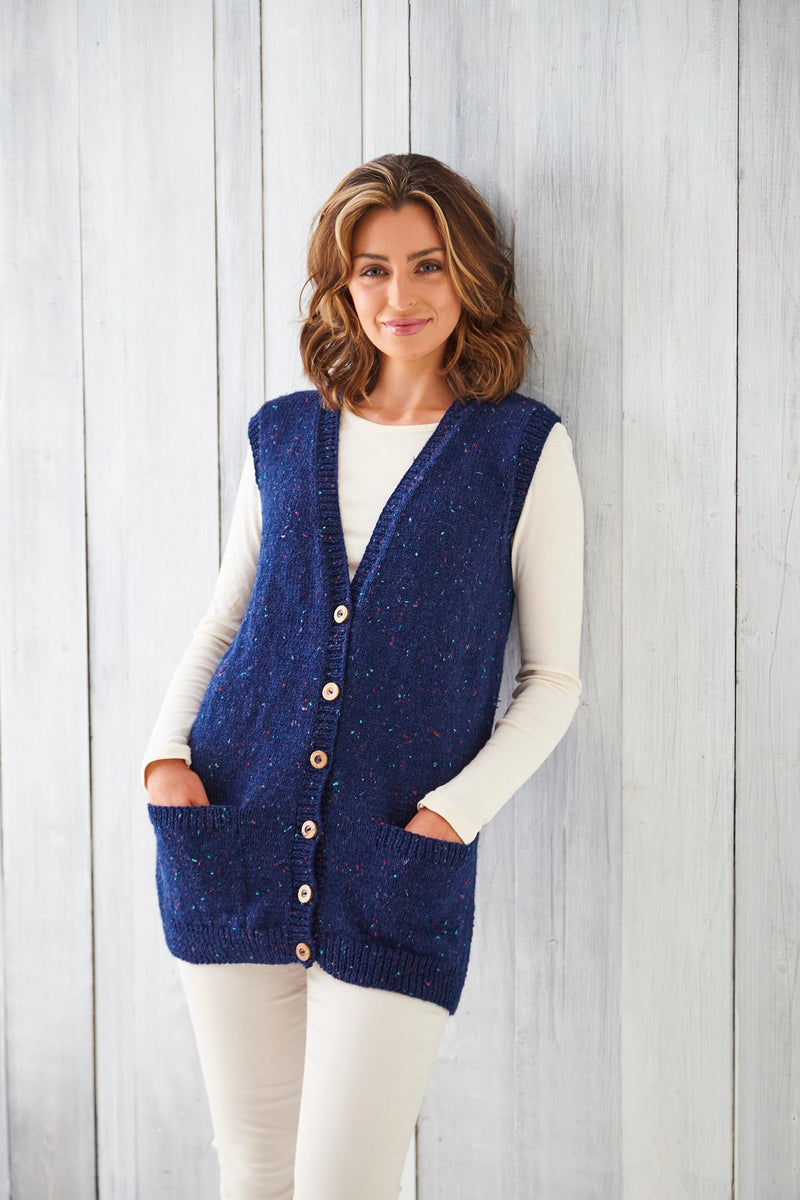 Double Knit Ladies Aran Waistcoat Knitting Patterns King Cole
