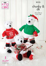 Load image into Gallery viewer, King Cole Chunky & DK Knitting Pattern - Polar Bears in Christmas Jumpers (9173)