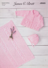 Load image into Gallery viewer, James Brett Double Knitting Pattern - Baby Matinee Coat Hat & Blanket (JB685)