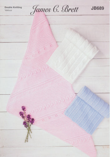 James Brett Double Knitting Pattern - Baby Blankets (JB689)