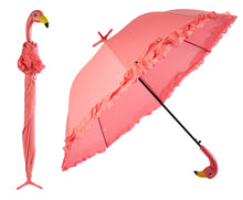 Load image into Gallery viewer, https://images.esellerpro.com/2278/I/133/187/TP203-pink-flamingo-umbrella-brolly-ruffle-trim-main-image.jpg