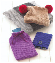 Load image into Gallery viewer, Chunky Knitting Pattern - Hat Cushion Hot Water Bottle Tablet Covers (UKHKA 155)