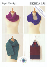Load image into Gallery viewer, Super Chunky Knitting Pattern for Ladies Scarf Bag &amp; Snoods (UKHKA 156)