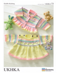 Baby Double Knitting Pattern - UKHKA 73 Matching Dress and Cardigan.