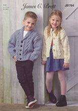 Load image into Gallery viewer, James Brett Aran Knitting Pattern - Children&#39;s Jacket &amp; Cardigan (JB764)