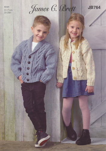 James Brett Aran Knitting Pattern - Children's Jacket & Cardigan (JB764)