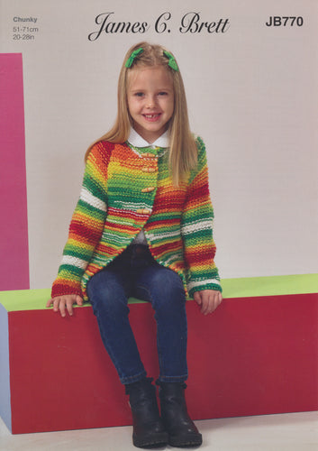 James Brett Chunky Knitting Pattern - Children's Cardigan (JB770)