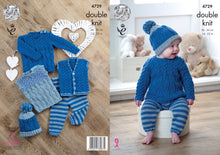 Load image into Gallery viewer, King Cole Double Knitting Pattern - Baby Tops Leggings & Hat Set (4729)