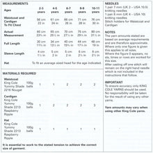 Load image into Gallery viewer, King Cole Yummy Knitting Pattern - Girls Waistcoat Cardigan & Hat (4536)