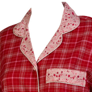 Ladies Long Sleeved Tartan Nightshirt S - XL (Blue or Red)