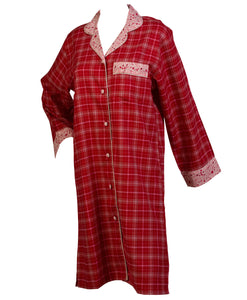 Ladies Long Sleeved Tartan Nightshirt S - XL (Blue or Red)