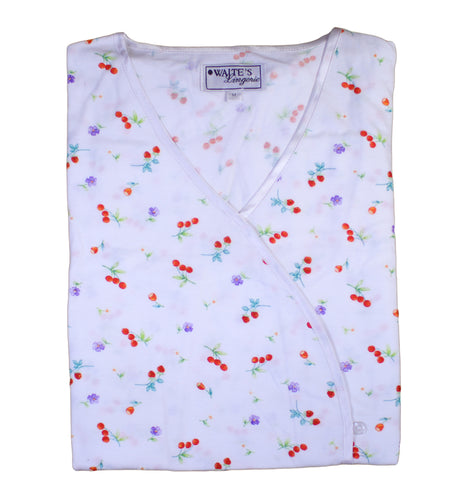 Ladies Combed Cotton Cherries & Flowers Pyjamas Medium