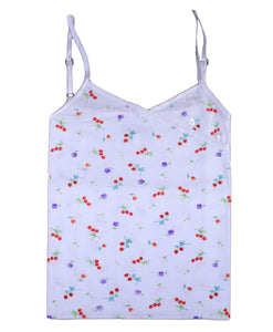 Ladies Combed Cotton Cherries & Flowers Shortie Pyjamas (S - XL)