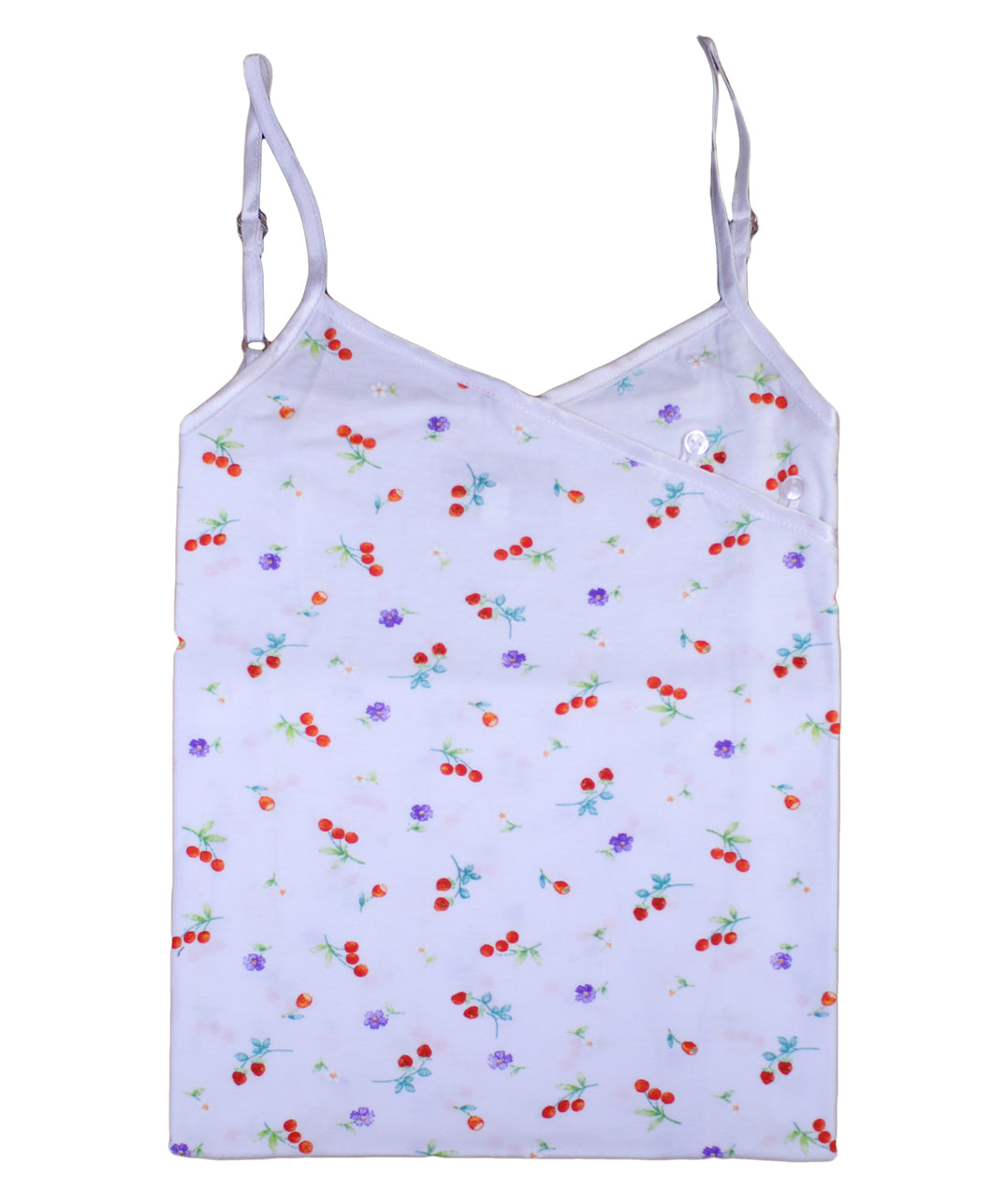 Ladies Combed Cotton Cherries & Flowers Shortie Pyjamas (S - XL)