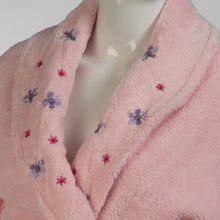 Load image into Gallery viewer, Ladies Floral Shawl Collar Coral Fleece Dressing Gown (Pink or White)