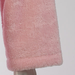 Ladies Floral Shawl Collar Coral Fleece Dressing Gown (Pink or White)
