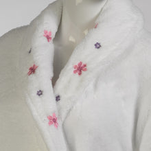 Load image into Gallery viewer, Ladies Floral Shawl Collar Coral Fleece Dressing Gown (Pink or White)