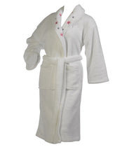 Load image into Gallery viewer, Ladies Floral Shawl Collar Coral Fleece Dressing Gown (Pink or White)