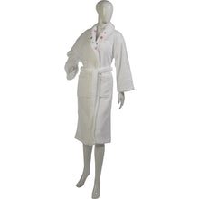 Load image into Gallery viewer, Ladies Floral Shawl Collar Coral Fleece Dressing Gown (Pink or White)