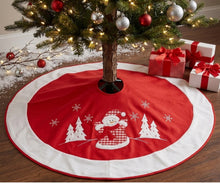 Load image into Gallery viewer, Christmas Tree Skirt Snowman Design Felt (100cm Diameter)
