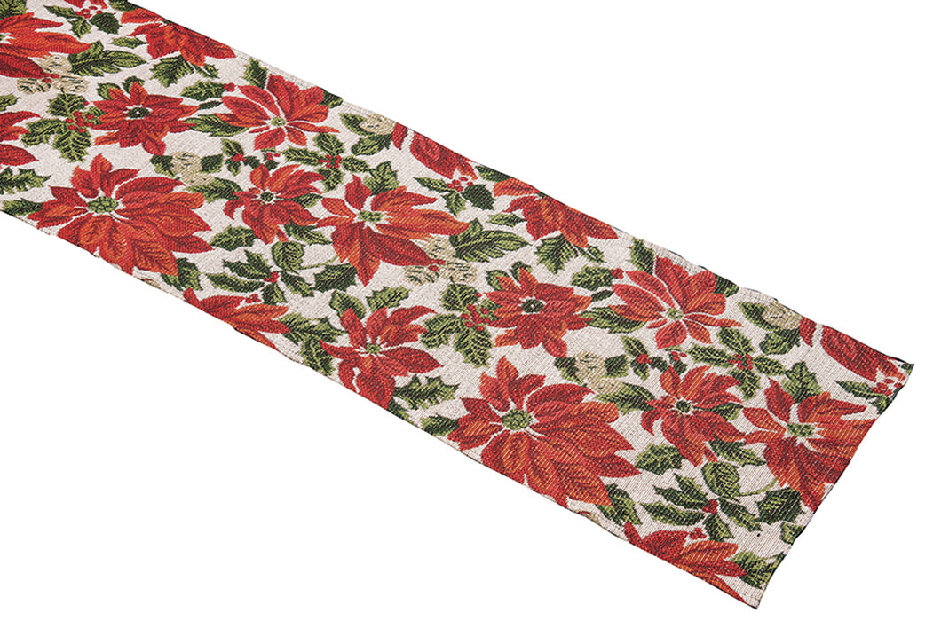 Floral Poinsettia Tapestry Table Runner (2 Sizes)