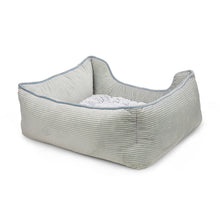 Load image into Gallery viewer, Petface Grey Cord Square Bed with Faux Fur Cushion (3 Sizes)