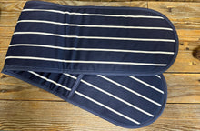 Load image into Gallery viewer, Navy &amp; White Butchers Double Oven Glove