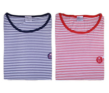 Load image into Gallery viewer, Ladies Striped Cupcake Detail Pyjamas S - XL (Navy Blue or Red)