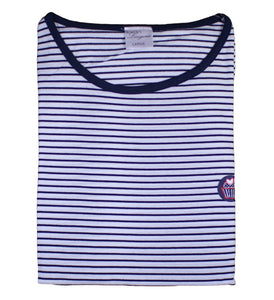 Ladies Striped Cupcake Detail Pyjamas S - XL (Navy Blue or Red)